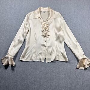 St. John Silk Ruffle Neck Blouse 8